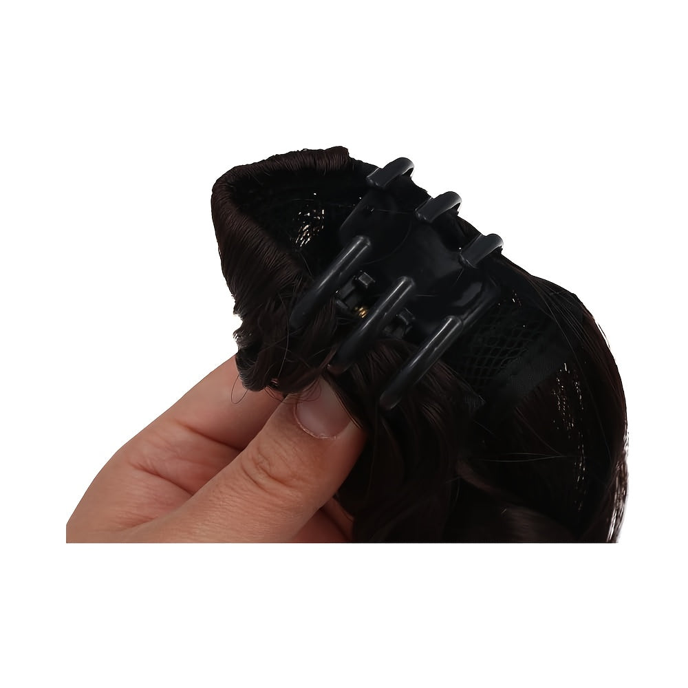 Synthetic High Ponytail Braid Extension, Clip-in Half-Tied Long Curly Hairpiece, Natural Fluffy New Chinese Style Braided Twist, High-Temperature Fiber, Safe Clips for All Hair Type