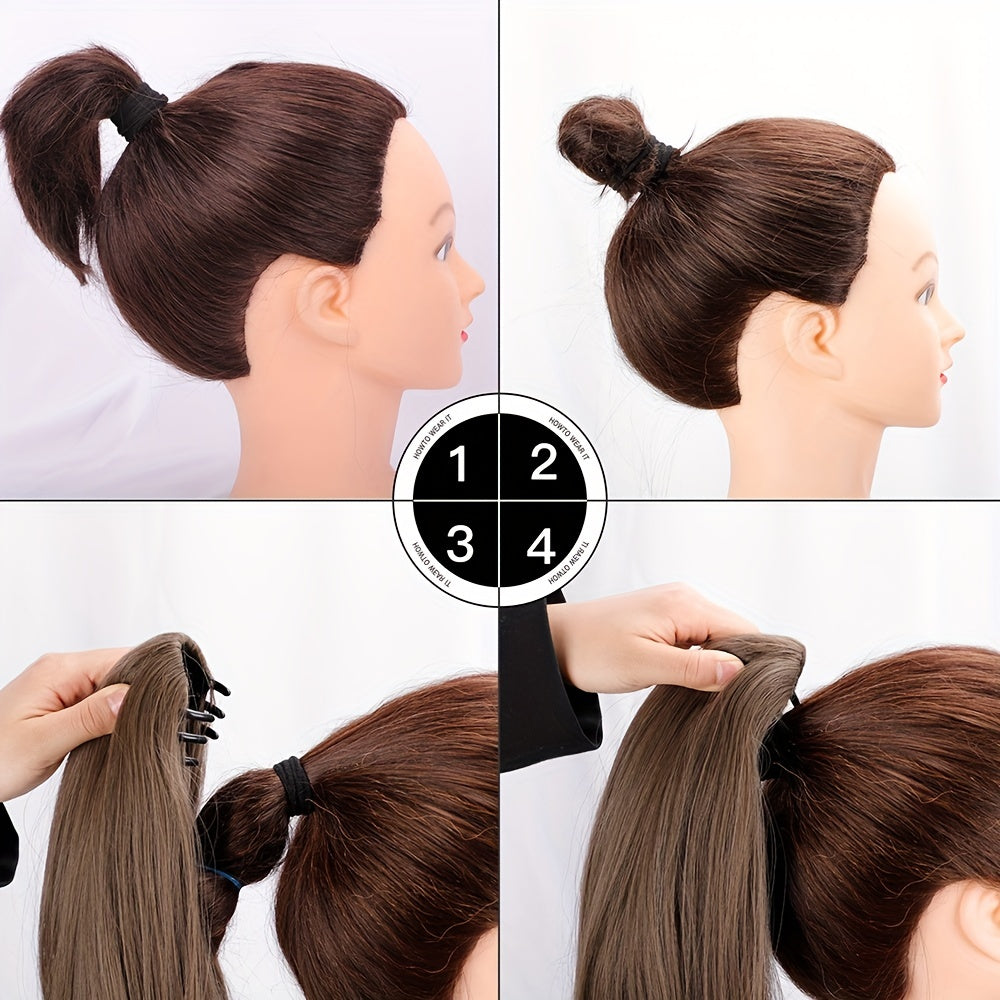 Claw Clip In Ponytail Hair Extensions Ponytail Extension Light Golden Brown Curly Ponytail Hair Extension For Women Heat Resistant Synthetic Hairpieces Ponytail For Girl Daily Party Use 35.56cm Wig Hair Accessories