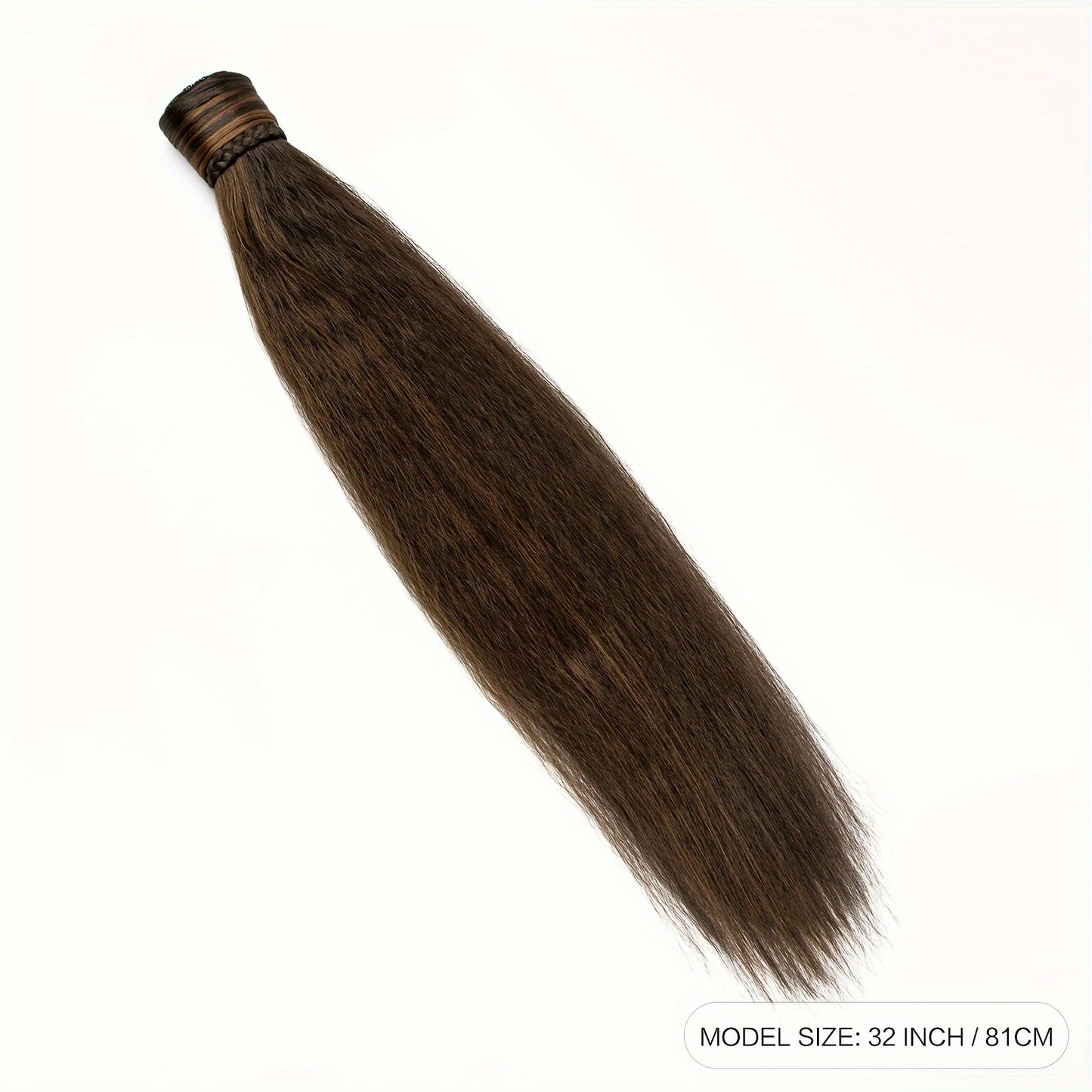 Straight Synthetic Hairpiece - Elegant Brown Ponytail Extension for All Hair Types, Perfect for Halloween & Autumn