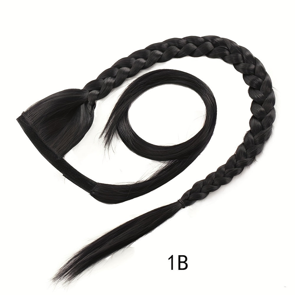 ISIGROSI Handcrafted Twist Braid Ponytail Extension - Versatile Fishbone Style for Women, Easy Wrap-Around Design