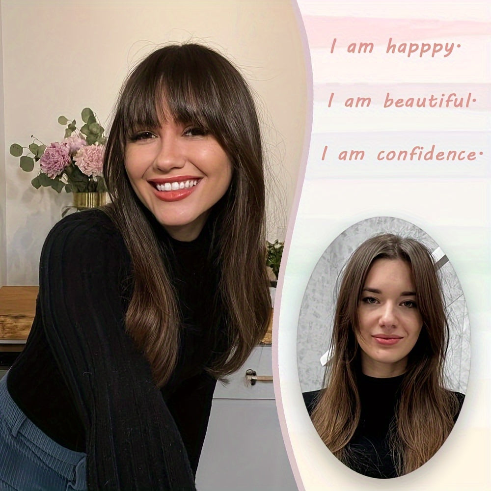 Clip in Bangs Bangs with Hair, 360° Cover Clip in Bangs Hair Clip in Hair Extensions, Blonde with Dark Root Hair Bangs for Women French Bangs with Hairpieces Clip in Bangs for Daily Wear
