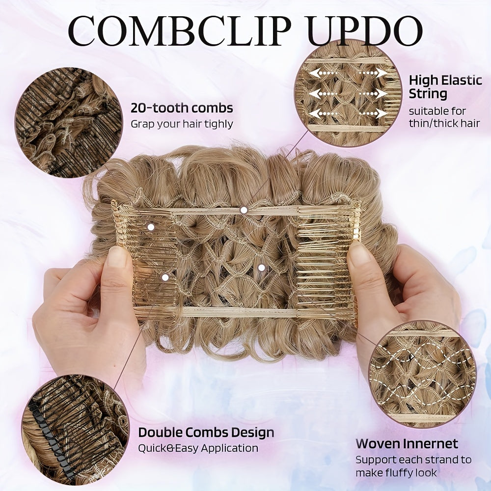 LARGE FULLER THICK Clip-In Curly Chignon Hair Extension | Voluminous Synthetic Updo Piece for Women - Easy Clip-In, High-Temperature Resistant | Perfect for Weddings, Parties, Daily Wear | Available in Brown, Black, Blonde, Hair Clip