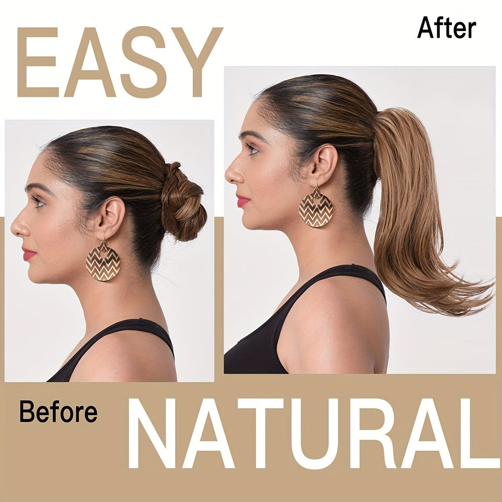 Claw Clip In Ponytail Hair Extensions Ponytail Extension Light Golden Brown Curly Ponytail Hair Extension For Women Heat Resistant Synthetic Hairpieces Ponytail For Girl Daily Party Use 35.56cm Wig Hair Accessories