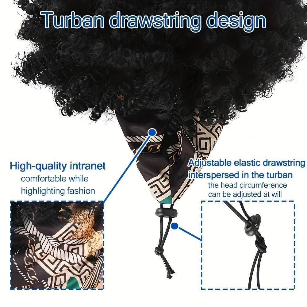 Brown Kinky Curly Hair Topper Headband Hair Extensions With Bangs For Women, Synthetic Short Afro Kinky Curly Headband Hair Topper Brown Hair Extensions With Headband Music Festival