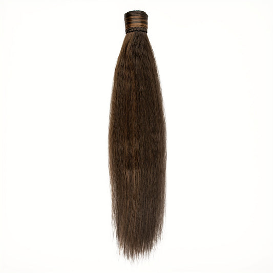 Straight Synthetic Hairpiece - Elegant Brown Ponytail Extension for All Hair Types, Perfect for Halloween & Autumn
