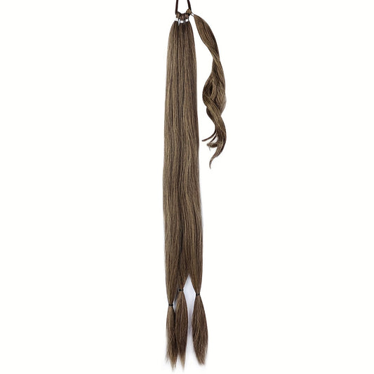 1pc Elegant 81.28 cm Long Straight Braid Ponytail Extension, High Temperature Fiber Synthetic Hairpiece with Elastic Tie for Women, Daily Use, Versatile Hairpiece|Elegant Braid|Elastic Tie Attachment, Hair Accessories