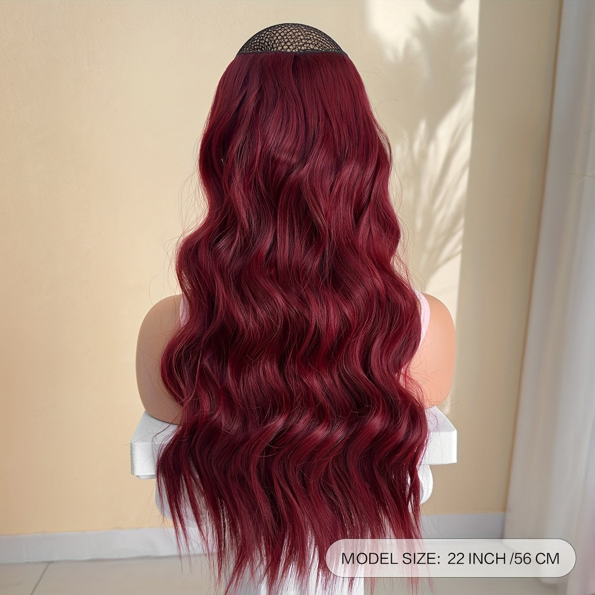 4pcs, 22 Inch Wine Red Color Clip in Hair Extensions 4pcs Black Brown Thick Highlighted Hairpieces Long Wave Clip in Hair Pieces Full Head Synthetic Hair Extension for Women