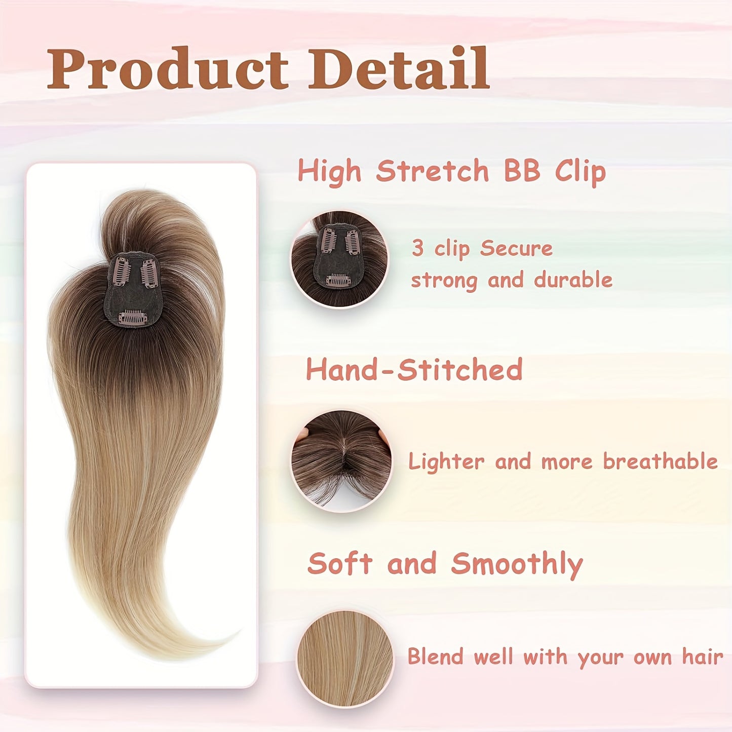 Clip in Bangs Bangs with Hair, 360° Cover Clip in Bangs Hair Clip in Hair Extensions, Blonde with Dark Root Hair Bangs for Women French Bangs with Hairpieces Clip in Bangs for Daily Wear