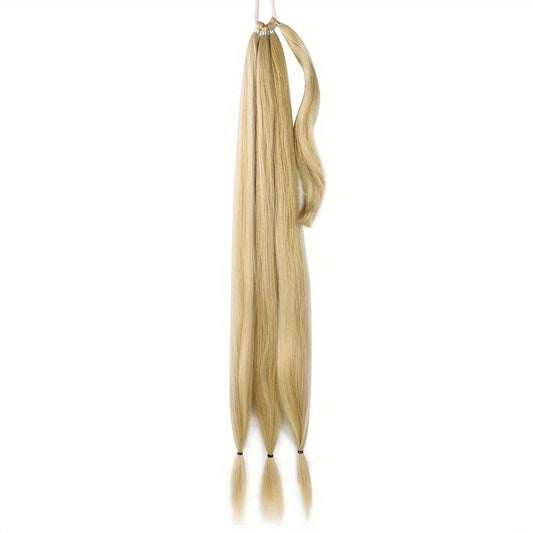 1pc Elegant 81.28 cm Long Straight Braid Ponytail Extension, High Temperature Fiber Synthetic Hairpiece with Elastic Tie for Women, Daily Use, Versatile Hairpiece|Elegant Braid|Elastic Tie Attachment, Hair Accessories